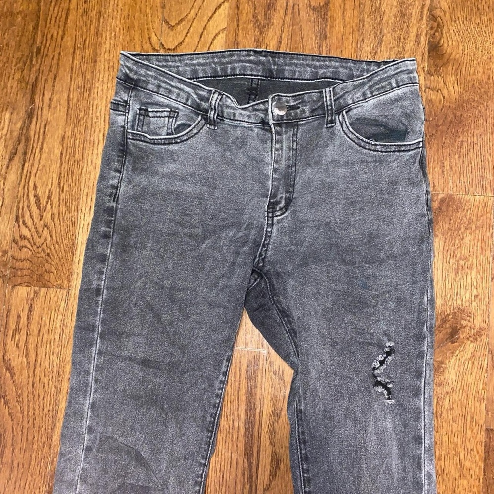 Gray Boot Cut Low Waisted Jeans